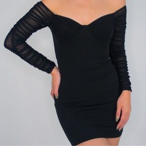 Lulus Black Long Sleeve Bodycon Dress